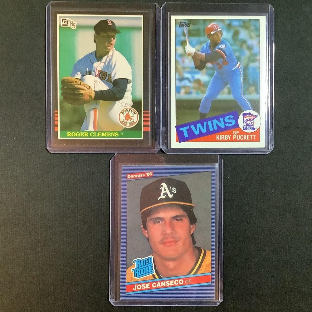 1980s Baseball Stars RC Rookie Card Lot (3) Roger Clemens Kirby Puckett Canseco